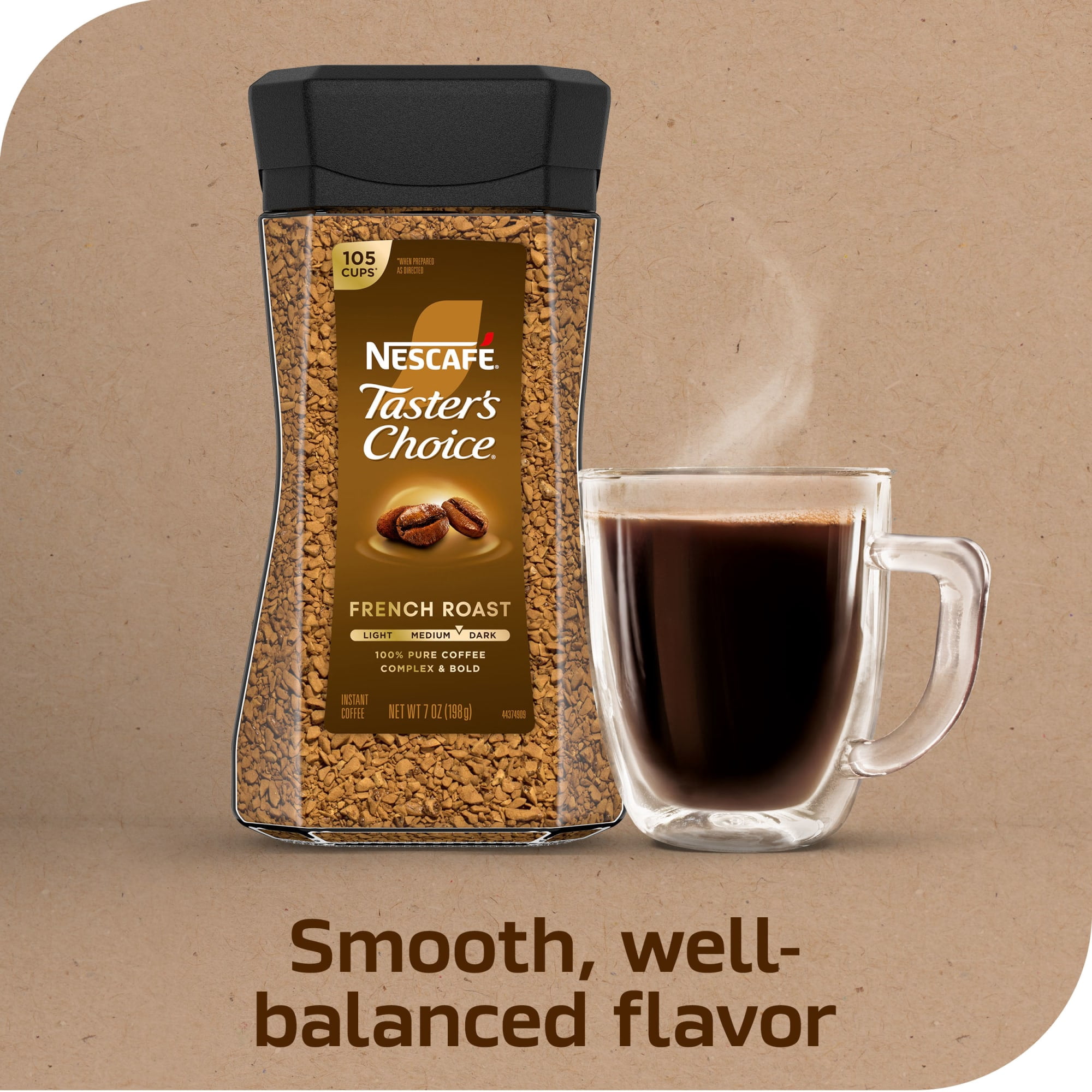 NESCAFÉ Taster's Choice French Roast, Dark Roast Coffee, Instant Coffee, 7 oz, 1 Jar
