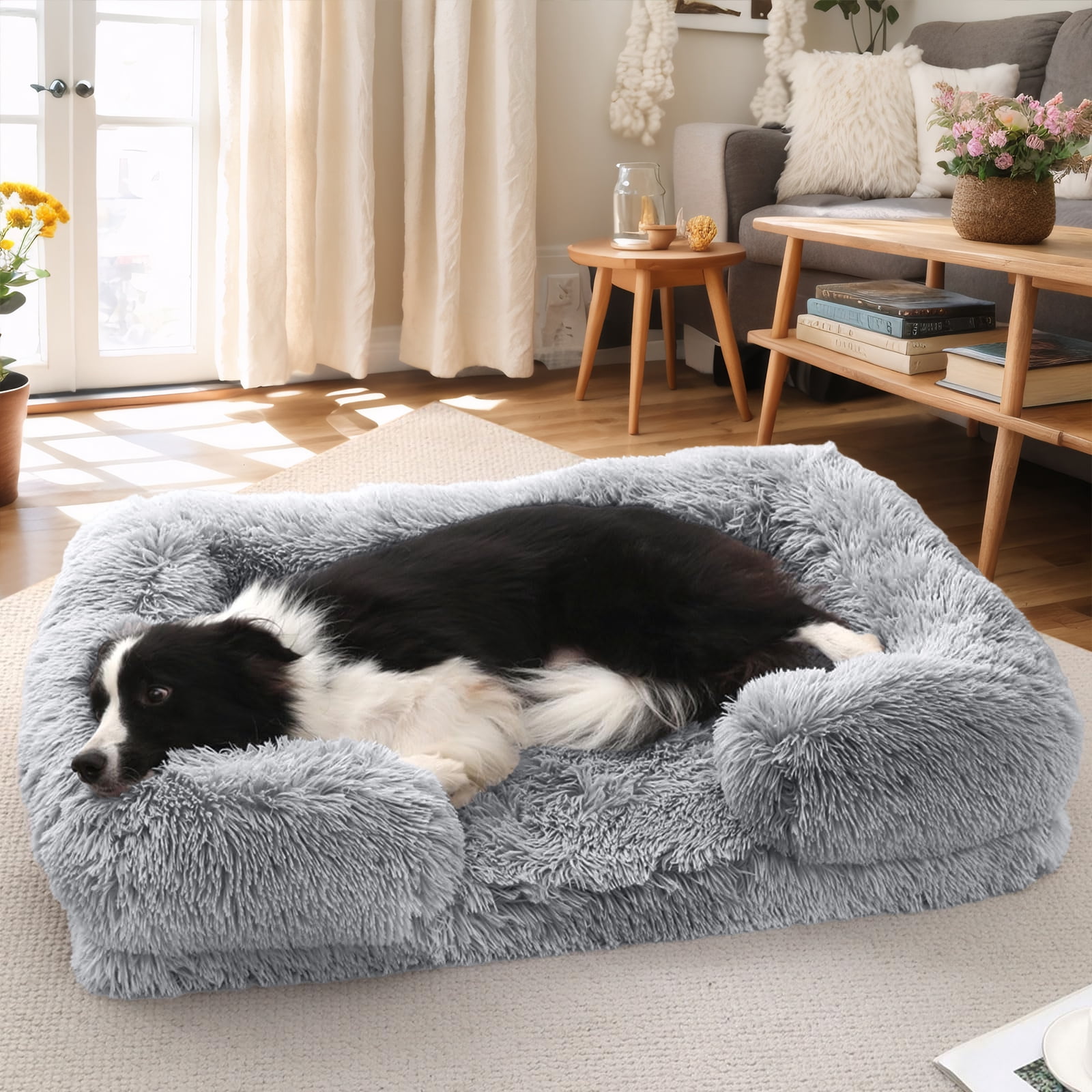 PayUSD Warming Fluffy Orthopedic Dog Beds for Large Dogs,Dog Bed with Plush Thick Egg Foam Support and Non-Slip Bottom, Large Waterproof and Machine Washable Pet Bed Cover