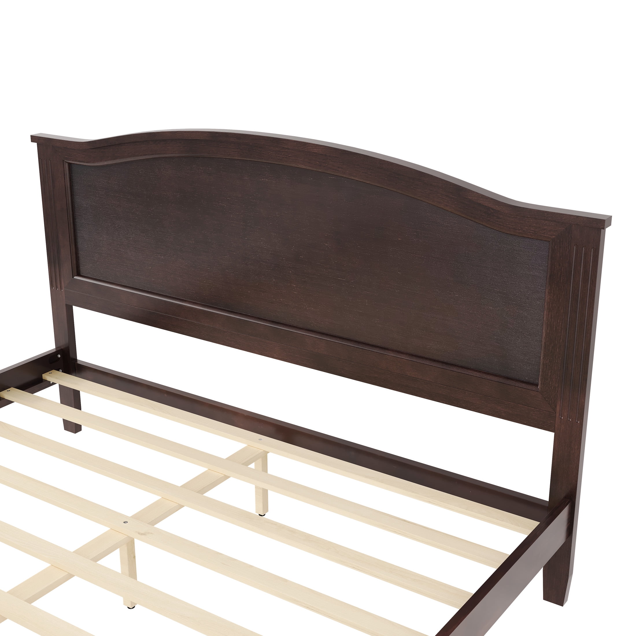 Noble House King Size Platform Bed with Headboard and Slat Support, Wooden Bed Frame, Rustic Farmhouse, Espresso