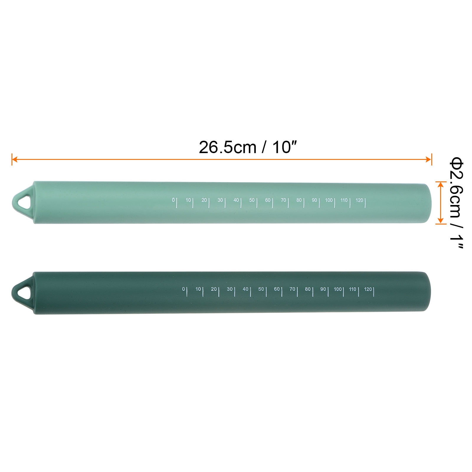 Unique Bargains Silicone Rolling Pin Smooth Stainless Steel Core Dough Roller Blue Green