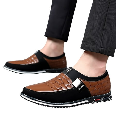 Mepaouo Fashion Oxfords Shoes Business Formal Dress Loafers Comfortable Slip on Leather Shoes