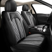 LAONNVIR Leather Auto Car Seat Covers Front Row Seat Protector Fit for Ford Edge 2007-2024 2 Seats Front Set Universal Fit (Black Grey)