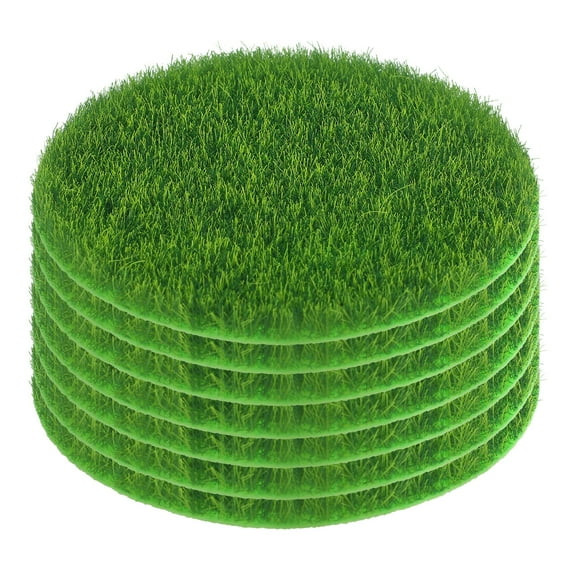 OATIPHO 8Pcs Artificial Grass Turf Green Nonwoven Fabric Round Miniature Design for DIY Projects Easter