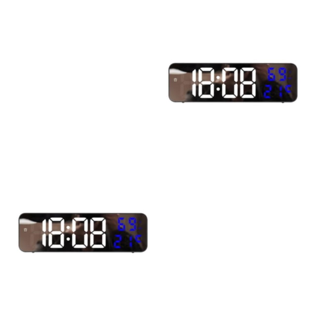 Wosthever Temporizador digital LED de estilo moderno ABS - Superficie de espejo Temporizador clásico de carga USB 15 Soporte de pared grande Negro+Blanco+Azul 2piezas