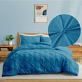 thumbnail image 6 of Peace Nest 3-Piece All Season Pinch Pleated Comforter Set, Navy, Twin, 6 of 6