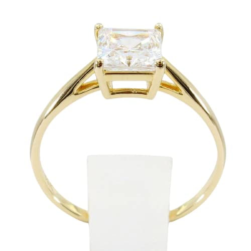 HeartsAndYou Solitaire Engagement Ring for Women 0.3ct Princess Cut Moissanite 18k Yellow Gold Over Silver