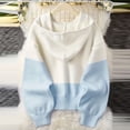 thumbnail image 6 of IUYRTFE Women's Two Tone Hooded Knit Cardigan Long Sleeve Drawstring Color Block Casual Fall Sweater Coat, 6 of 6
