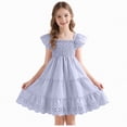thumbnail image 3 of HCNTES Baby Girls Toddler Kids Summer Dress Ruffle Trim Casual Beach Dress for Little Children Big Kids 6-12M 2T 3T 4T 5T 6T 7T 8T 9T 10T 11T 12T(5-6 Years,D01-Light Blue), 3 of 7