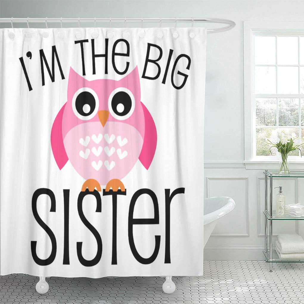 Yusdecor Kids Big Sister Pink Owl Cute Sibling Children Toddler Bathroom Decor Bath Shower Curtain 66x72 Inch Walmart Canada