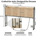 thumbnail image 3 of King Size Headboard Only with Outlets, Wall Mount Wood Fluted Headboard with Storage, Height Adjustable, Storage Rack, Sturdy and Stable, Easy Assembly(Oak, King), 3 of 7