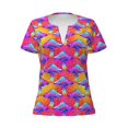 thumbnail image 4 of Wukai Magic Mushrooms Casual V-Neck Graphic Tees for Women: Lightweight and Breathable Summer Tops with Stylish Design-X-Large, 4 of 8