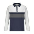 thumbnail image 4 of Puntoco Men's Fashion Polo Shirts Casual Long Sleeve Golf Shirts Color Block Cotton Tops Navy XXXXXL(XXXXXL), 4 of 5