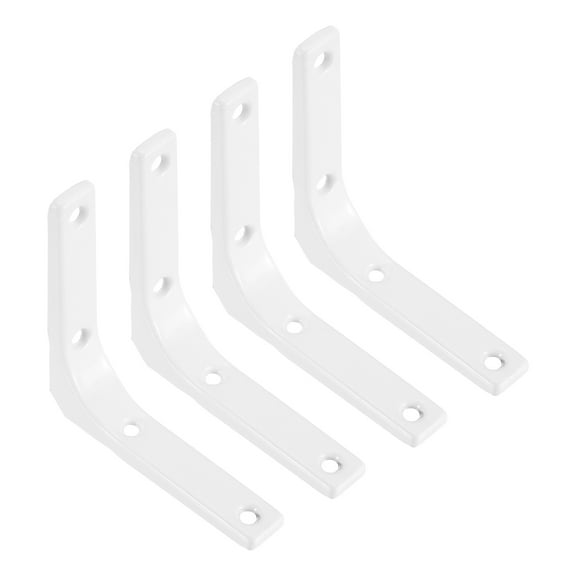 Uxcell 4Pcs Floating Shelf Brackets, 4 x 4 Inch Heavy Duty Wall Shelf Supports, Steel Joint Angle Brackets for Wood Shelves, Cabinets, Countertop Support, White