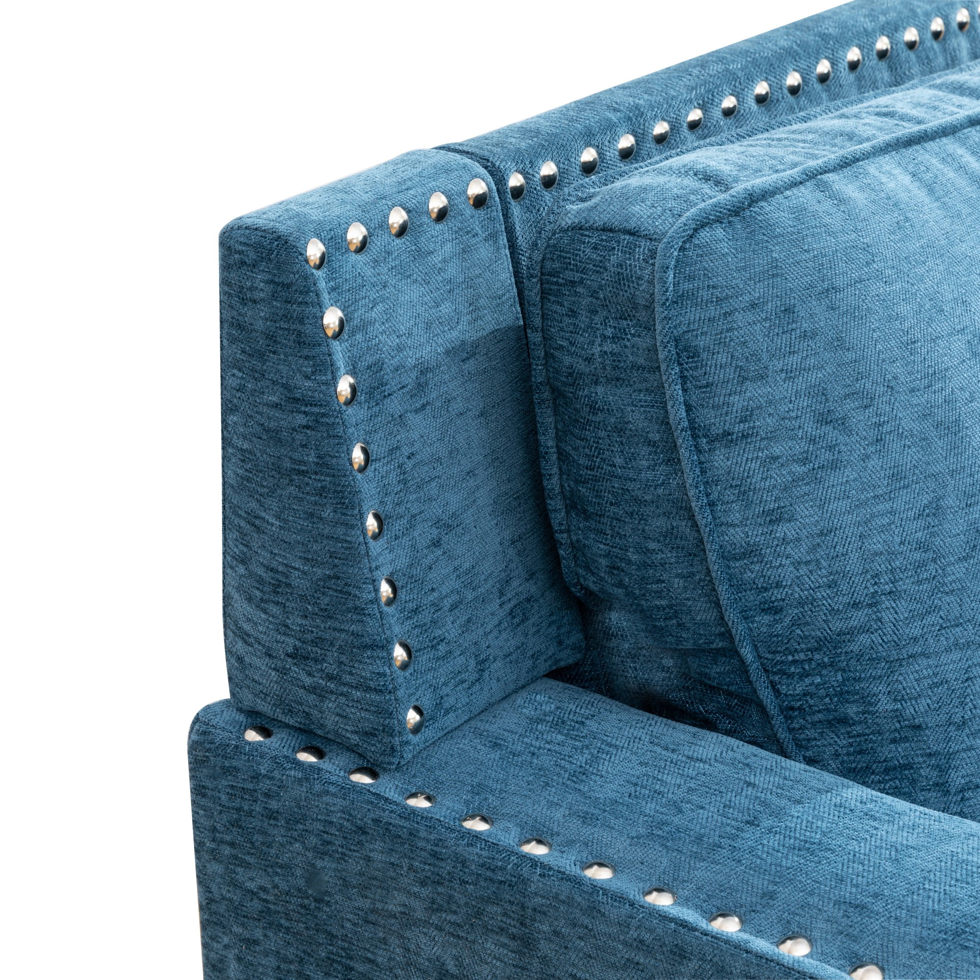 Gewnee Linen Upholstered Armchair Accent Chair with Nailhead Trim,Blue