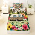 thumbnail image 3 of Castle Fairy Floral Camper Twin Sheet Sets 3pcs for Girls, Mountain Art Bedding for Bedroom, Pink Green Beige, 3 of 6