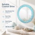 thumbnail image 4 of Head West Mosaic Printed Reeded Tiled Sea Glass Aqua Blue Round Wall Mirror Decor 30x30", 4 of 8