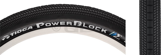Tioga PowerBlock Tire 20 x 1.95 Clincher Wire Steel Black 60tpi BMX Bike