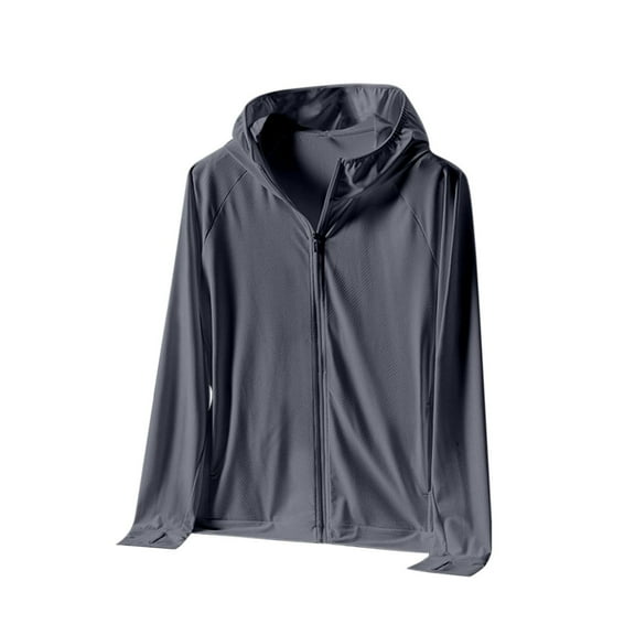 JXMVOJ Men's UPF50+ Sun Protection Ice Silk Hooded Top, 88% Polyester Spandex Blend, Lightweight Breathable Fabric, Outdoor Hiking Fishing Beach Cycling Outfits