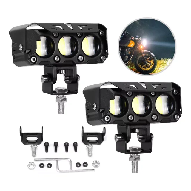 2pzs Faros Auxiliares 3 Modos Doble Color Led Para Auto Moto