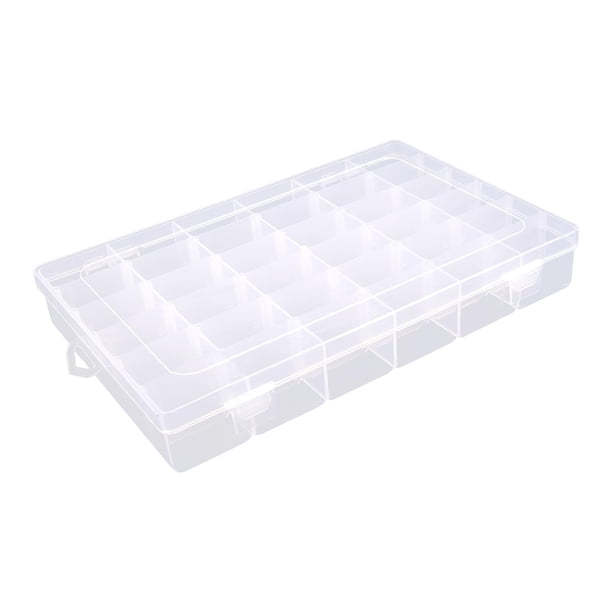 Caja organizadora de plástico resistente para hilos de bordar y joyas, con compartimentos para guardarlas. 36 celdas