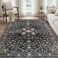 thumbnail image 5 of VUNATE 9'x12' Area Rugs for Living Room Washable Rugs Floral Vintage Area Rug Botanical Indoor Carpet Soft Rugs for Bedroom Office Dining Room Kitchen Accent Rug Contemporary Home Decor Black, 5 of 8
