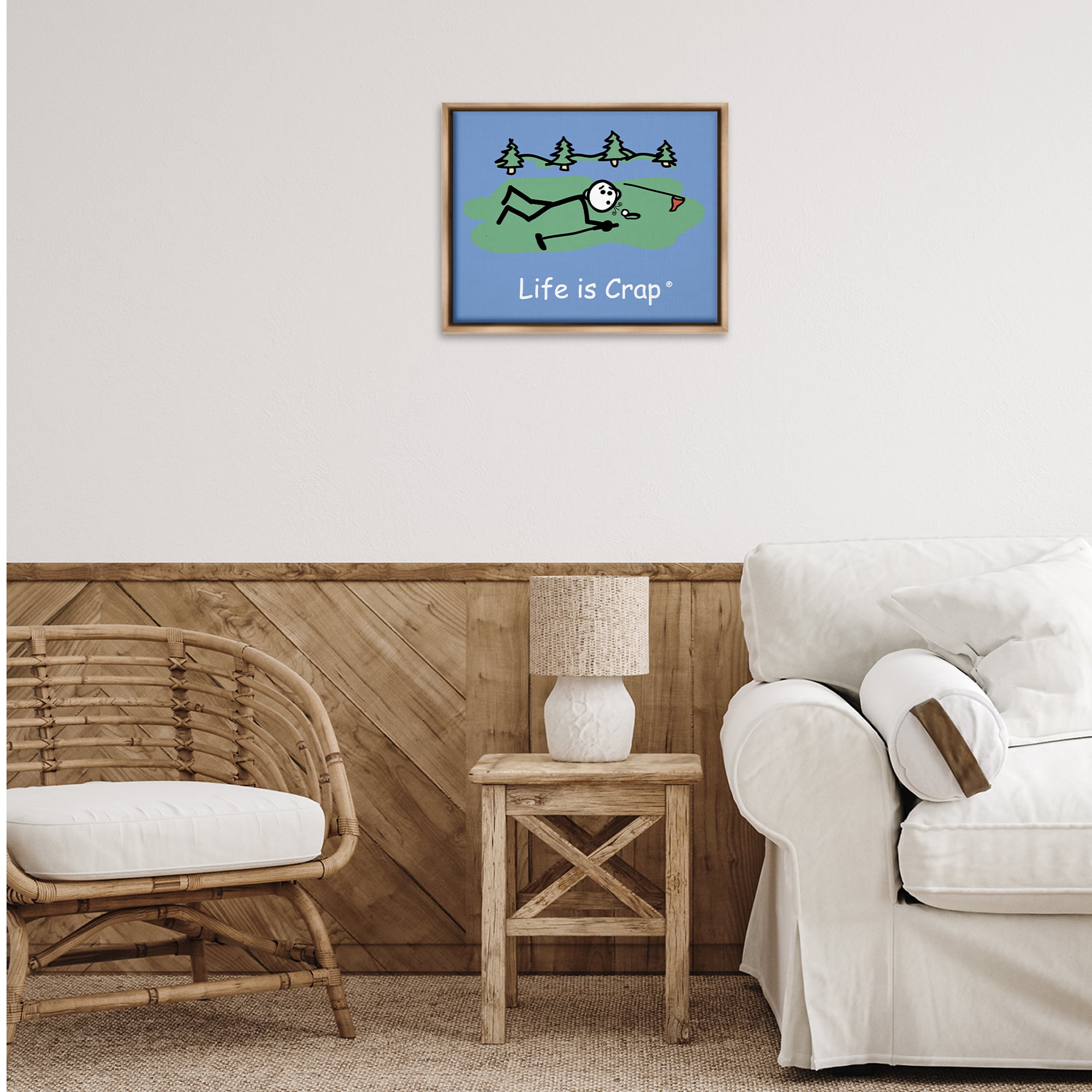 Stupell Industries Funny Golf Blow Novelty & Humor Painting Brown Floater Framed Canvas Art Print Wall Art, 21 x 17