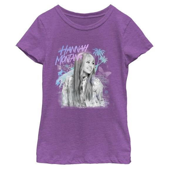 Girls Hannah Montana Pop Star Palm Tree T Shirt