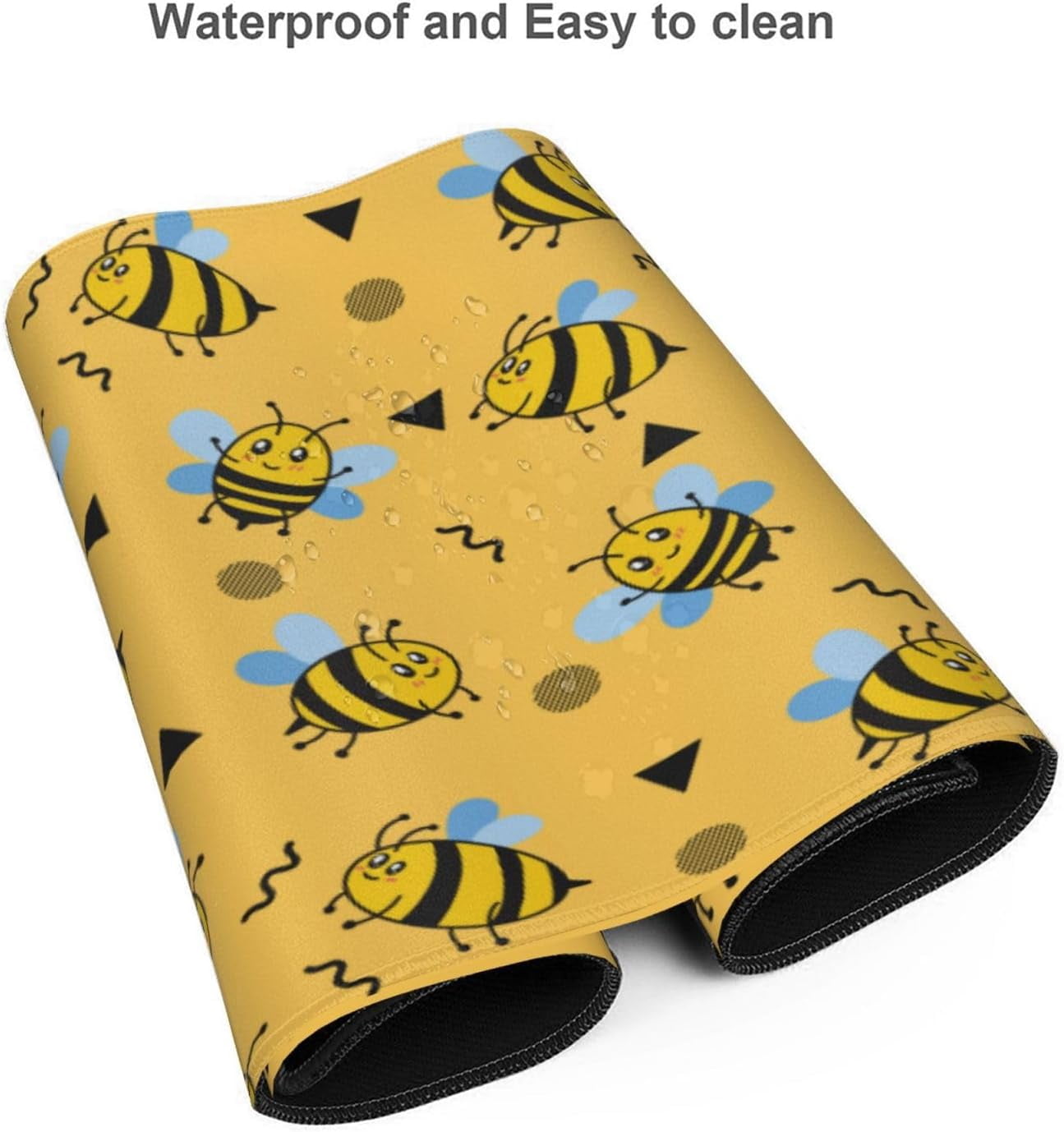 Gaming Mouse Pad Large Desk Mat,Desk Pad Extended Keyboard Pad,Anti-Slip Rubber Base Mouse Pad for Women Girls Work,Game,Office,Home 35.4"X15.7",Cute Little Bee Pattern Yellow