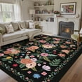 thumbnail image 6 of BERTHMEER Large 8'x10' Area Rugs for Living Room Bedroom Office Rugs Vintage Black Floral Carpets Machine Washable Farmhouse Dining Room Oriental Flower Non Slip Rugs, Multicolor, 6 of 8