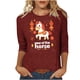 thumbnail image 3 of TaTaai Womens New Year 2026 Print Three Quarter Sleeve Round Neck Casual Top Holiday Celebration Blouse Festival Party Wear Gift, 3 of 5