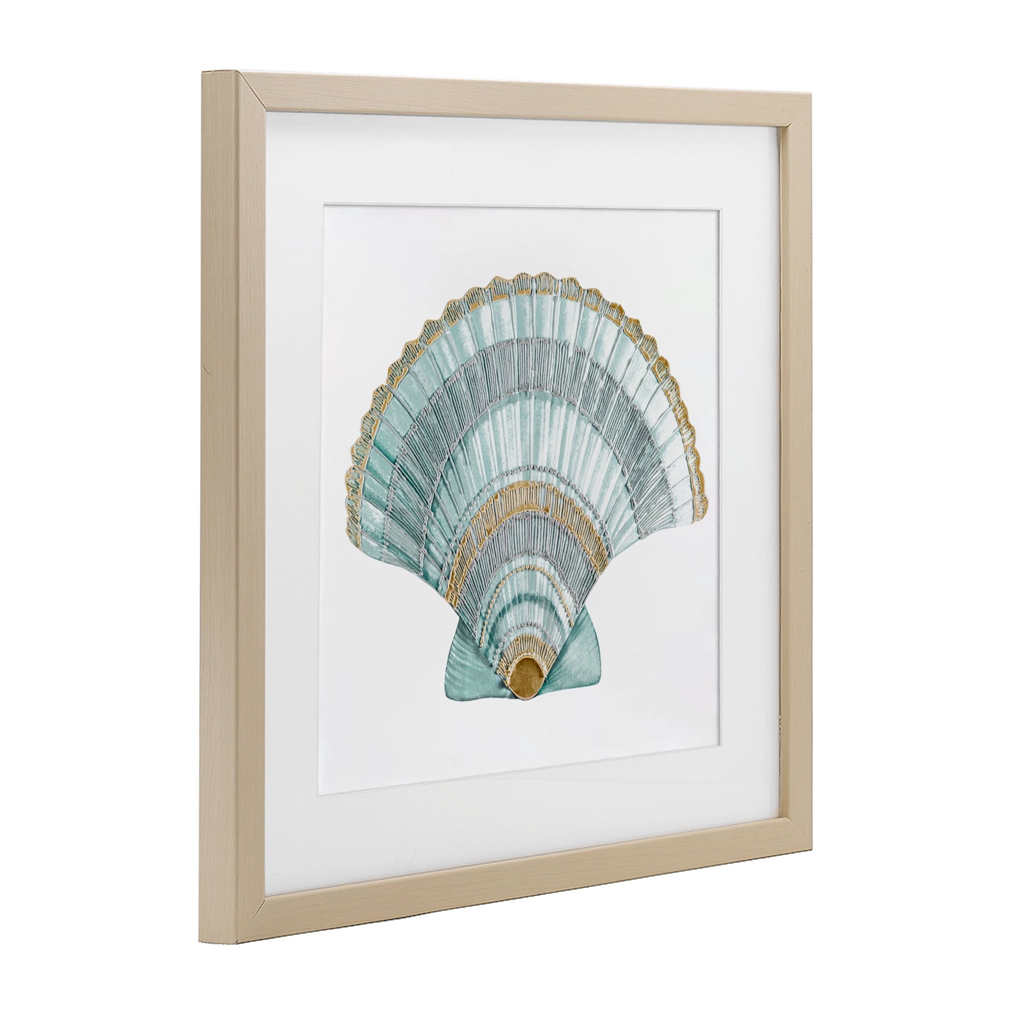 Stupell Industries Regal Shells Scallop Birch Framed Print Under Glass, design by Lorenzo Collective