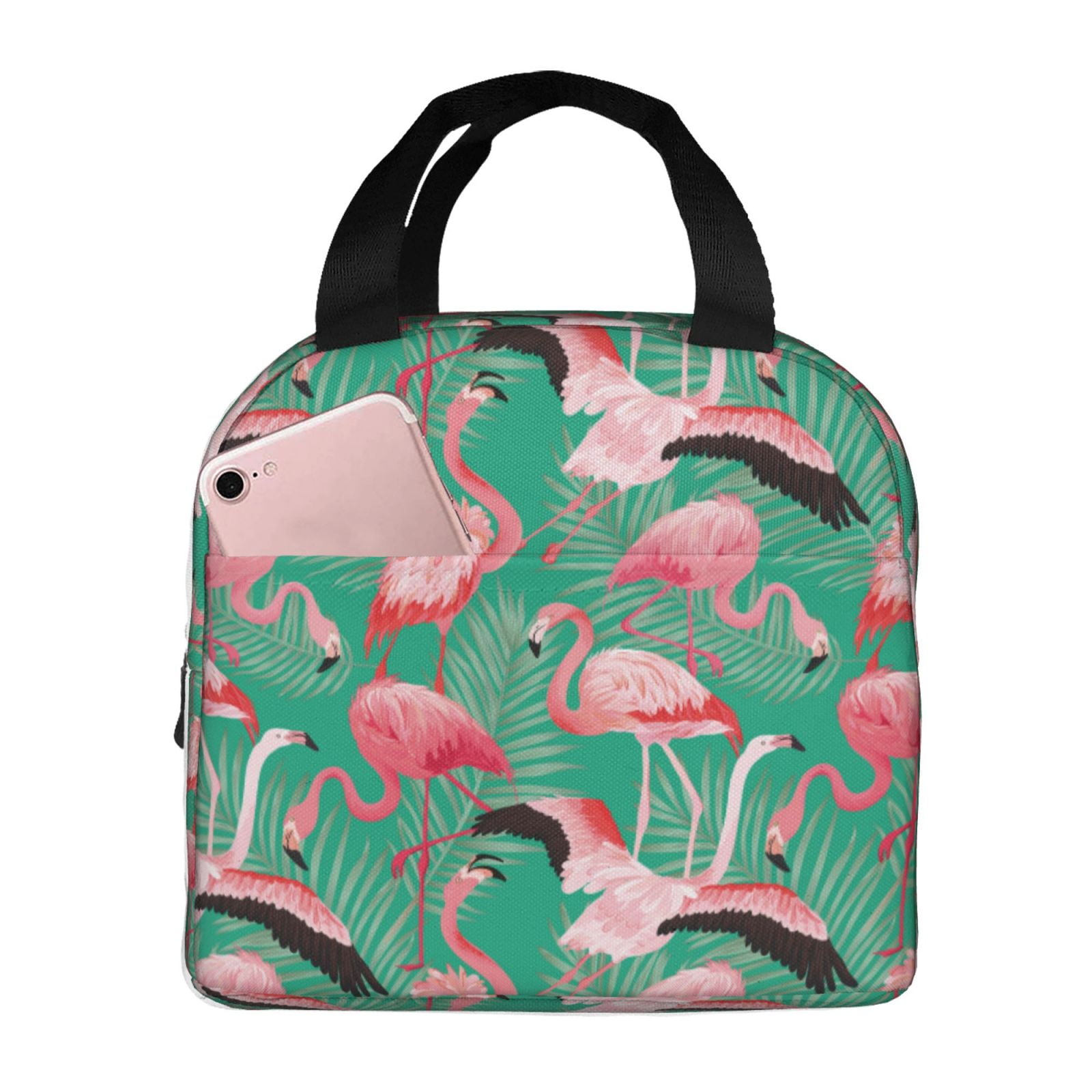 Ratiio Tropical Flamingo Print Lunch Bag Lunch Box Insulated Lunch Bag Adult Lunch Box for Men and Women