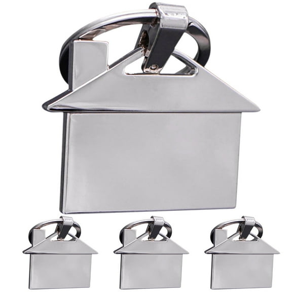 HOKARUA 4pcs Chic House Shaped Keychains Unique Metal Key Ring Creative Key Holder