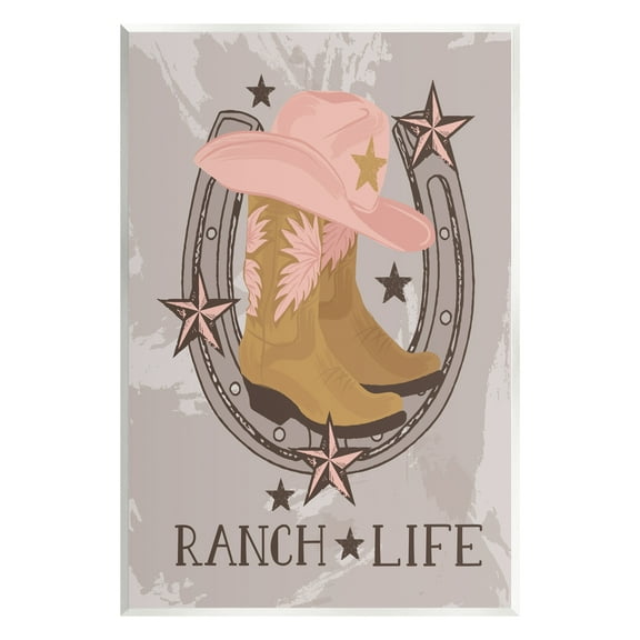 Stupell Industries Ranch Life Cowgirl Horseshoe Nature Painting Unframed Art Print Wall Art, 10 x 15