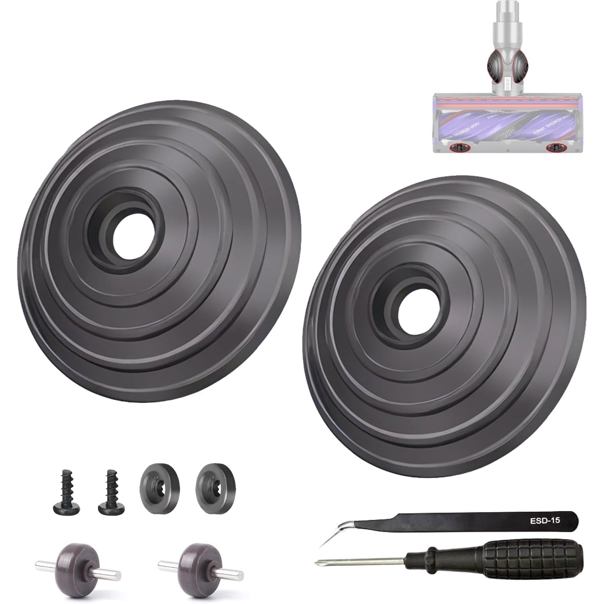 Small Ball Wheels & Soleplate Wheels for Dy*son V6 V7 V8 V10 V11 V12 DC58 DC59 DC62 DC74 Vacuum Cleaner 35W 50W Direct Drive Brush Head Replacement Parts with Screwdriver and Tweezers Tools