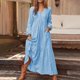 thumbnail image 1 of Womens Casual Tunic Maxi Dress Vintage Cotton Linen Long Sleeve Dress Plus Size, 1 of 8