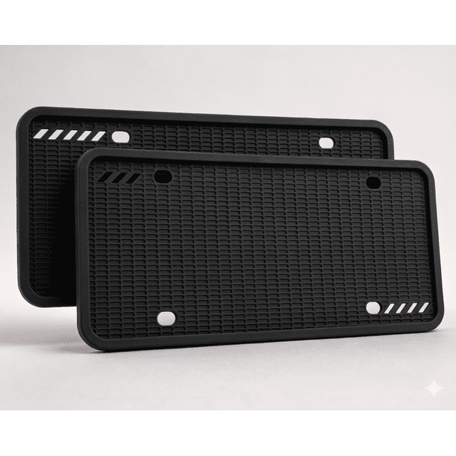 Porta Placas de Silicón Negro 2 Piezas | Marco Flexible para Placa de Auto | Ajuste para Placas Estándar 31 x 16 cm
