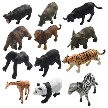 12Pcs Animal Toys Assorted Dinosaur Ocean Sea Farm Animal Wild Animals Dinosaurs Figure Realistic Plastic Zoo Play Set Small Toys for Kids Cupcake Topper Party Favors