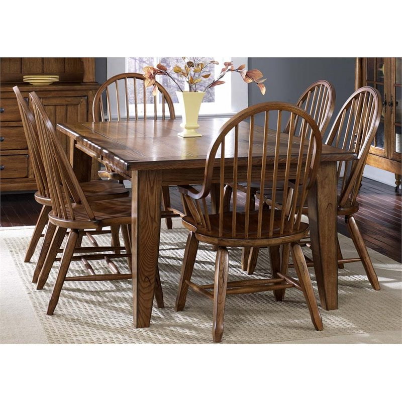 Liberty Furniture Treasures 7 Piece Dining Set in Rustic Oak