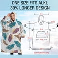 thumbnail image 4 of Oversized Wearable Blanket Hoodie,White Boho Tribal Feathers Pattern Sherpa Blanket Hoodie with Super Pockets,Super Warm Fuzzy Pullover for Women & Men, 4 of 6