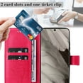 thumbnail image 5 of Designed for Samsung Galaxy S24 Ultra Case Wallet for Women, Flip Folio Cover with Embossed PU Leather Kickstand Credit Card Holder Magnetic Wrist Strap Protective Case for S24 Ultra, Rose, 5 of 6