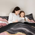 thumbnail image 4 of Manfei Marble Print Queen Comforter Set, Marbling Metallic Comforter Sets Queen, Pink, Black and Gold, Black Reversible 3pcs, 1 Comforter and 2 Pillowcases, 4 of 6