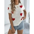 thumbnail image 4 of Short Sleeve Sweater for Women Tops Trendy Spring Summer 2025 Business Casual Outfits Knit Crewneck Shirt Blouses White XL, 4 of 7