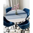thumbnail image 5 of nqOlkjepod Grey Blue Stripes Round Tablecloth, Fitted Table Cover with Elastic for 45"-54" Round Tables, Country Modern Gradient Lines Art Table Cloth Outdoor Dinning Party Waterproof Tablecloths, 5 of 6