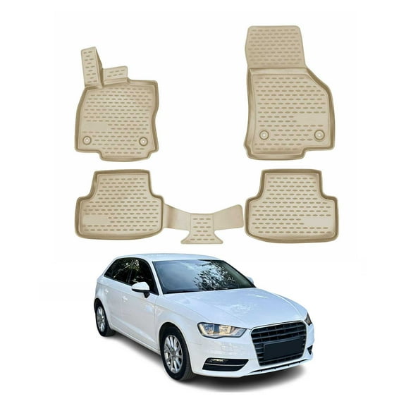 OMAC Floor Mats Liner for Audi A3 S3 A3 Quattro 2015-2020 Beige All-Weather 4Pcs