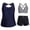 Navy#1, variant on cocolona 3 Piece Tankini Swimsuits for Women Fashion Striped Print Modest Bathing Suits with Shorts