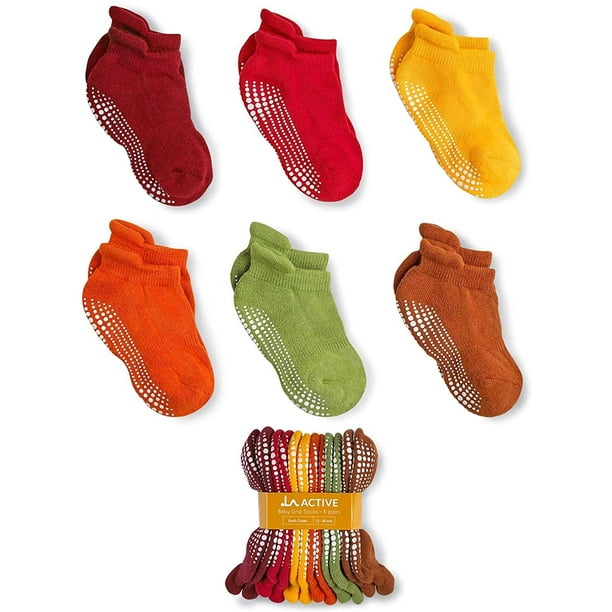 Chaussettes antidérapantes pour bébé enfant Pack de 6 garçons filles antidérapantes  bébé coton chaussettes courtes