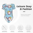 thumbnail image 4 of Fotbe Gnome On A Watermelon Mattress In The Pool Women's Crew Neck Short Sleeves Bodysuit Tops Round Neck Slim Sleeveless Soft Comfortable Basic-Large, 4 of 7