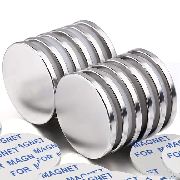 RAGUPEL 12 Pack Strong Magnets with Adhesive Backing Powerful | 1.26"X0.12" Round Permanent Neodymium Disc Rare Earth Magnet for Fridge Whiteboard Refrigerator Scientific Crafts and Office
