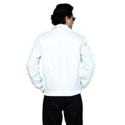 SHARO Men's White Leather Bomber Fashion Jacket